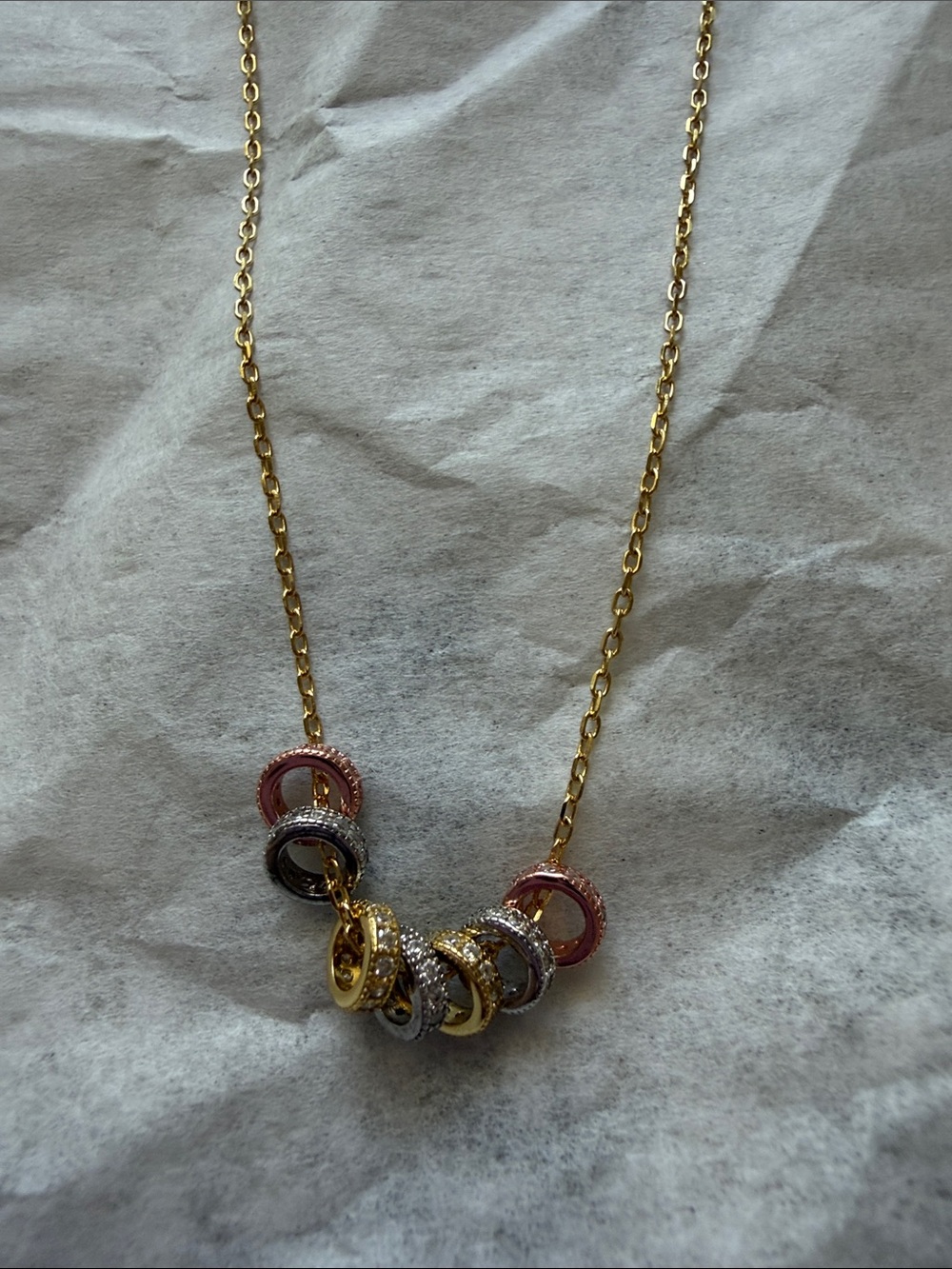 Multicolor Ring Charm Pendant Necklace - Women Jewelry